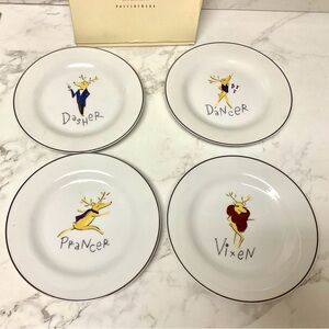 Pottery Barn Reindeer Plate set 4